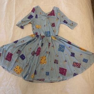 Dot dot smile patch work dress